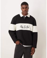 ASOS - Relaxed Rugby Polo Sweatshirt With Stripe And Embroidery - Lyst