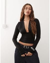 Weekday - Deep Halter Neck Long Sleeve Top - Lyst