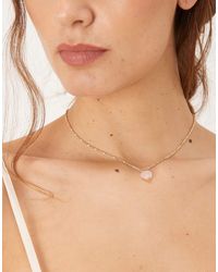 ASOS - Necklace With Semi-precious Stone Detail And Rose-quartz Heart Pendant - Lyst