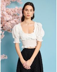 Sister Jane - Shirred Bow Crop Top - Lyst