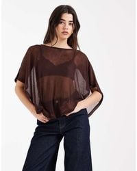 ASOS - Knit-Look Semi Sheer Slash Neck Cape Top - Lyst