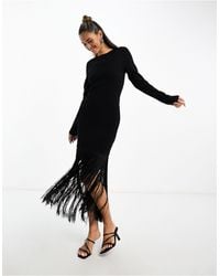 & Other Stories - Knitted Midi Dress With Fringe Skirt Detail - Lyst