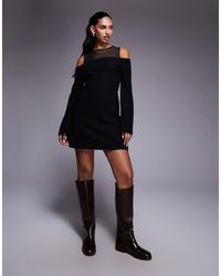 ASOS - Supersoft Bardot Double Layer Mesh Mini Dress - Lyst