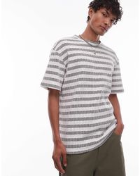 TOPMAN - Oversized Fit T-Shirt With Textured Stripe - Lyst