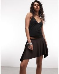 Monki - Tie Waist Satin Wrap Mini Skirt - Lyst