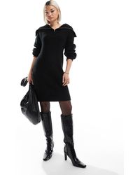 French Connection - Robe courte en maille à col zippé - noir - Lyst