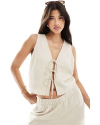 Abercrombie & Fitch - Tie Front Linen Blend Top - Lyst