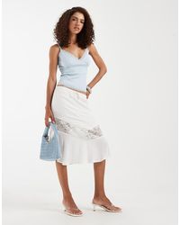 Motel - Linus Lace Panel Midi Skirt - Lyst
