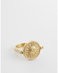 Reclaimed Vintage - Waterproof Stainless Steel Flip Ring With Sun Detail - Lyst