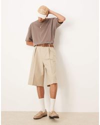 ASOS - Pantaloncini Stile Bermuda Eleganti Oversize Color Cammello Con Pieghe Rovesciate - Lyst
