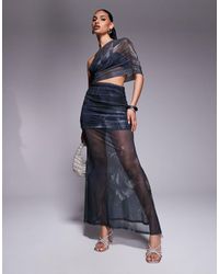ASOS - One Shoulder Maxi Dress With Ruched Bodice And Sheer Skirt - Lyst