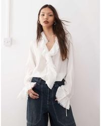 Weekday - Frill Blouse With Hook And Eye Front Detail - Lyst