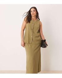 ASOS - Asos Design Curve Linen Waistcoat Detail Midi Dress - Lyst