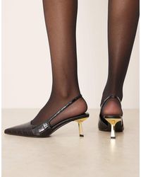 Raid - Zapatos Negros Destalonados De Tacón Bajo De Charol Laura De - Lyst