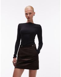 ASOS - Camiseta Negra De Manga Larga Con Cuello Barco Y Detalle De Ribetes De - Lyst