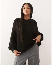Reclaimed Vintage - Knitted Crew Neck Knitted Jumper With Raglan Balloon Sleeves - Lyst