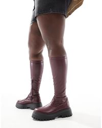 ASOS - Curve - canyon - bottes souples hauteur genou à semelle chunky - bordeaux - Lyst