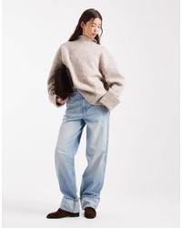 ASOS - Knit Longline Funnel Neck Sweater - Lyst