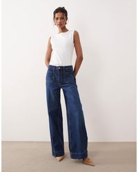 ASOS - High Rise Wide Leg Jeans With Front Pockets - Lyst