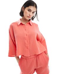 Vero Moda - Textured Cropped Shirt - Lyst