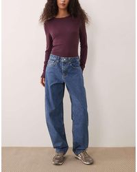 ASOS - Vaqueros De Corte Barrel Slim Con Lavado Medio Claro Pulcro De -Azul - Lyst