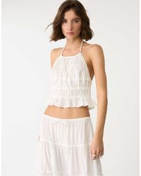 Stradivarius - Top dos nu à dos ouvert - écru - Lyst