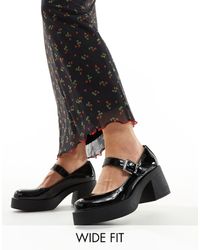 ASOS - Wide Fit Sebastian Chunky Mary Jane Heeled Shoes - Lyst