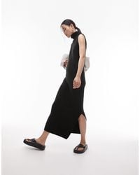 TOPSHOP - Knitted Sleeveless Funnel Midi Dress - Lyst