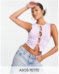 ASOS - Asos Design Petite Tank Top With Cut Out Front And Heart Trim - Lyst