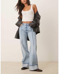 Mango - Cotton Seam Front Turn-up Straight Jeans - Lyst