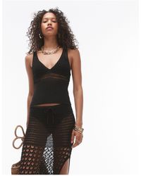 TOPSHOP - Knitted Stitchy Tank Top - Lyst