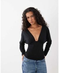 Motel - Lilro Plunge Long Sleeve Top - Lyst