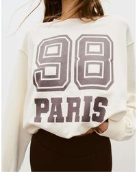 Stradivarius - Sweatshirt Met Print En Pofmouwen - Lyst