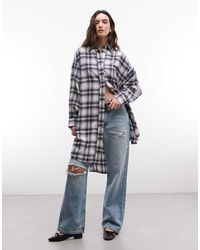 ASOS - Oversized Geborsteld Overhemd Met Monochrome Ruit - Lyst