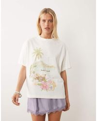 ASOS - Oversized T-Shirt With Watercolour Beach Graphic - Lyst
