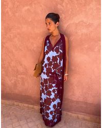 Never Fully Dressed - Maeva Satijnen Bias Maxi Co-Ord Rok Met Klaproosprint - Lyst