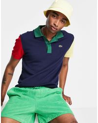 Lacoste Colour Block Linear Shoulder Logo Polo Shirt in Blue for Men | Lyst  UK