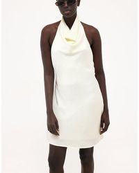 NA-KD - Halterneck Draped Satin Mini Dress - Lyst