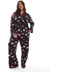 Loungeable - Curve Supersoft Jersey Lucky Print Pajama Set - Lyst
