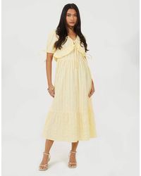 Brave Soul - Puff Sleeve Maxi Dress With Tie And Ruffle Details - Lyst