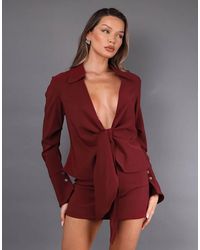 SIMMI - Tie Front Plunge Shirt - Lyst
