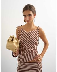 TOPSHOP - Top Cami A Righe Con Dettaglio Annodato - Lyst