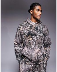 Good For Nothing - Felpa Con Cappuccio Oversize Con Stampa Di Alberi Effetto Mimetico - Lyst