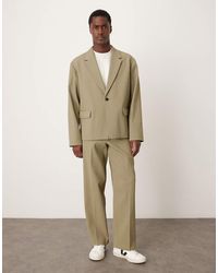 ASOS - Rib Fabric Wide Suit Trouser - Lyst