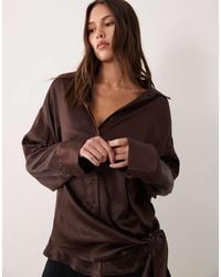 ASOS - Satin Tie Side Relaxed Fit Shirt - Lyst