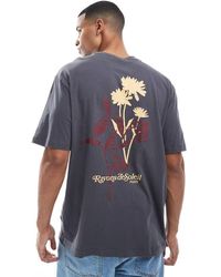 Only & Sons - Camiseta Negro Lavado Extragrande Con Estampado Floral En La Espalda De -Blanco - Lyst
