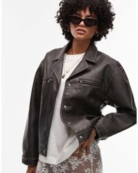 TOPSHOP - – kurz geschnittene jacke aus kunstleder - Lyst