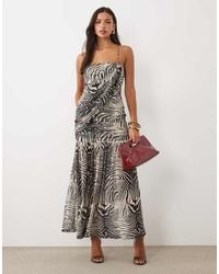 ASOS - Mesh Sleeveless Asymmetric Drape Maxi Dress - Lyst