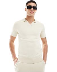 SELECTED - Polo beis con cuello - Lyst