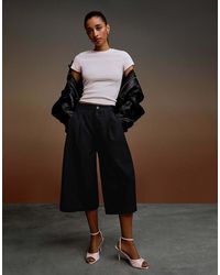 Bershka - Stripe Culottes Shorts - Lyst